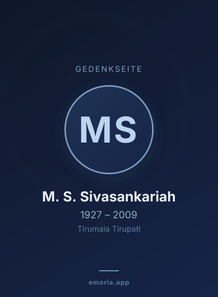 Gedenkportrait von M. S. Sivasankariah