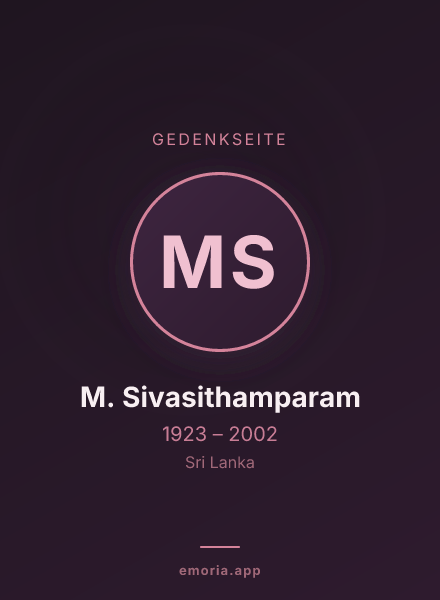 Gedenkportrait von M. Sivasithamparam