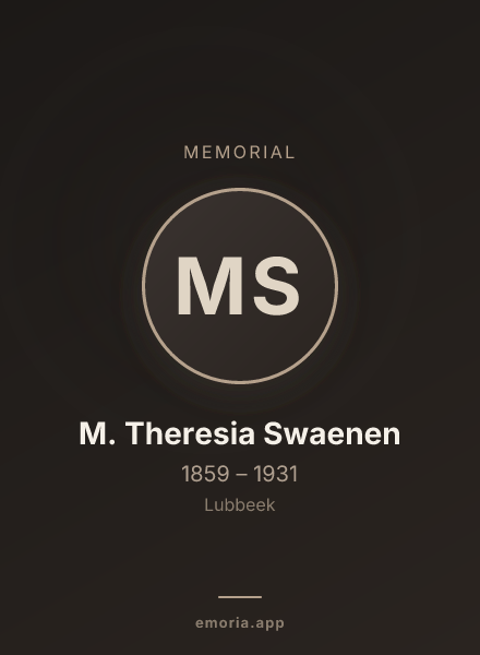 Memorial portrait of M. Theresia Swaenen