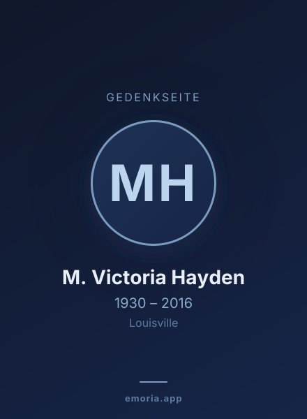Gedenkportrait von M. Victoria Hayden