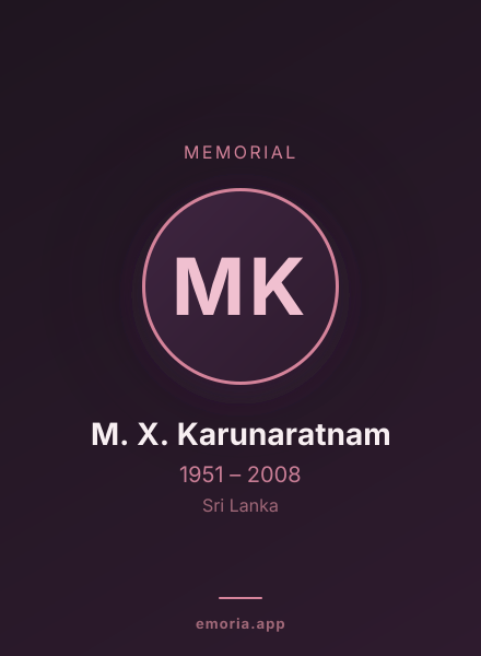 Memorial portrait of M. X. Karunaratnam