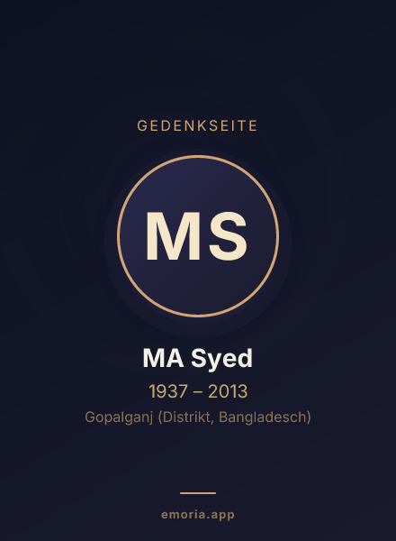 Gedenkportrait von MA Syed