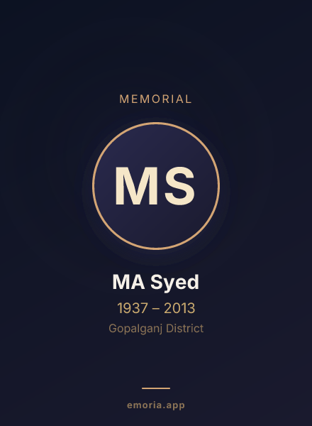 Memorial portrait of MA Syed