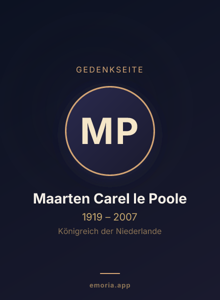 Gedenkportrait von Maarten Carel le Poole
