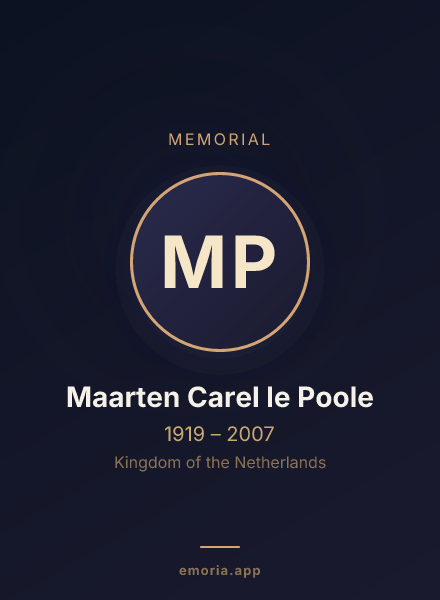Memorial portrait of Maarten Carel le Poole