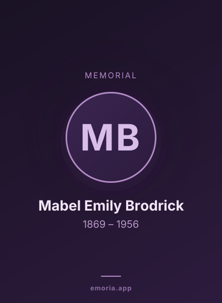 Memorial portrait of Mabel Emily Brodrick