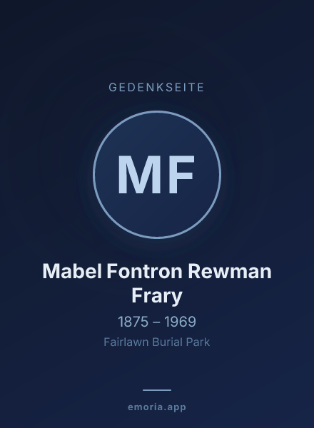 Gedenkportrait von Mabel Fontron Rewman Frary