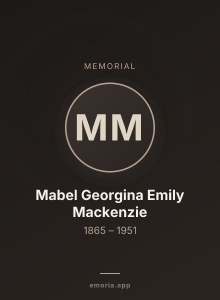 Memorial portrait of Mabel Georgina Emily Mackenzie