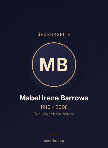Gedenkportrait von Mabel Irene Barrows