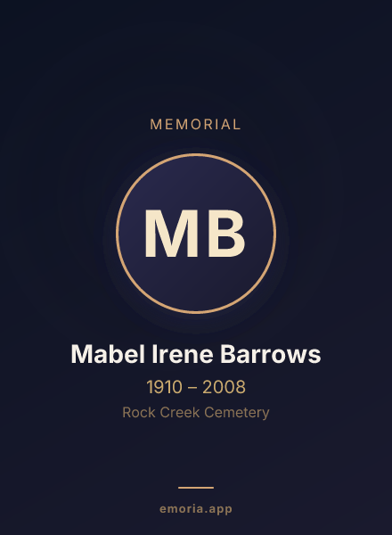Memorial portrait of Mabel Irene Barrows