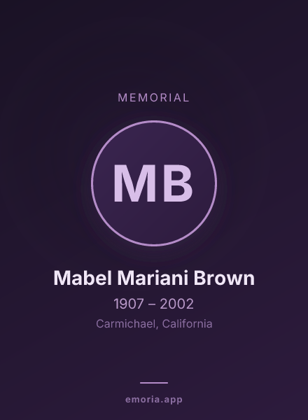 Memorial portrait of Mabel Mariani Brown