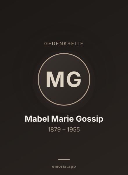Gedenkportrait von Mabel Marie Gossip