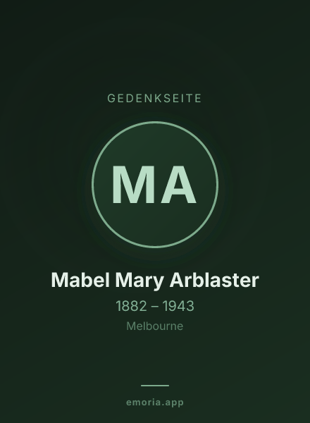 Gedenkportrait von Mabel Mary Arblaster