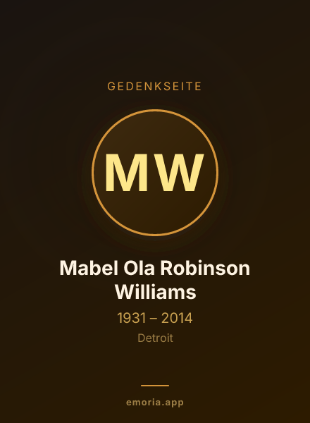 Gedenkportrait von Mabel Ola Robinson Williams