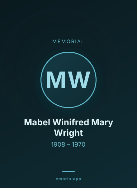 Memorial portrait of Mabel Winifred Mary Wright