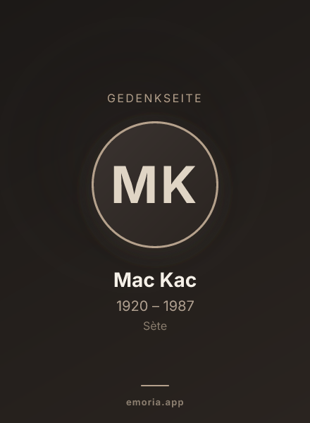 Gedenkportrait von Mac Kac