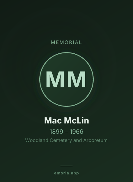 Memorial portrait of Mac McLin