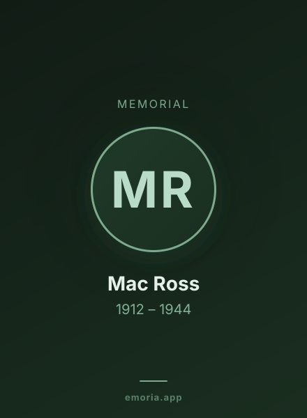 Memorial portrait of Mac Ross