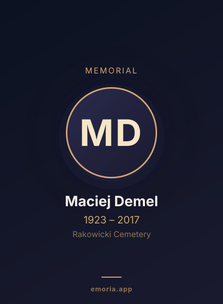 Memorial portrait of Maciej Demel