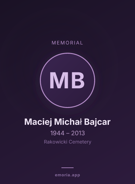 Memorial portrait of Maciej Michał Bajcar