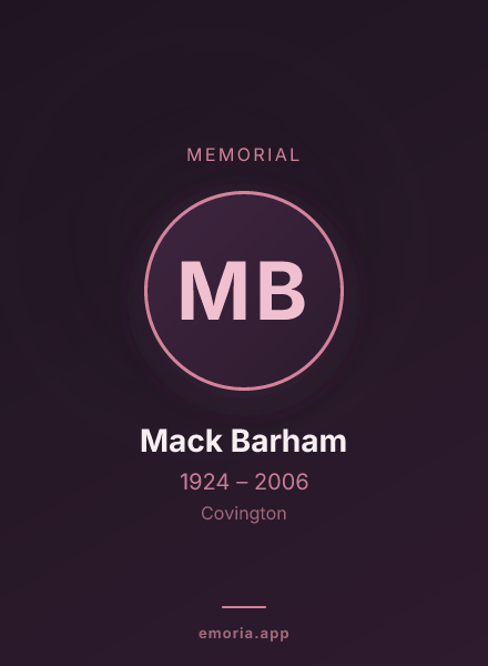 Memorial portrait of Mack Barham