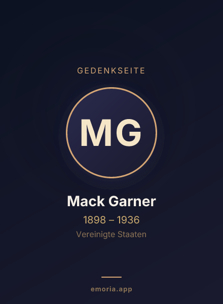 Gedenkportrait von Mack Garner