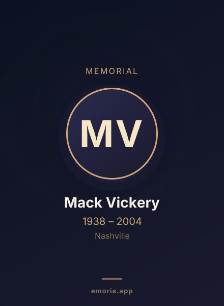 Memorial portrait of Mack Vickery
