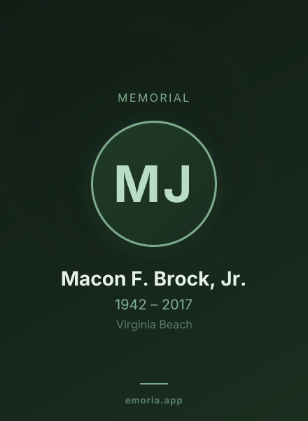 Memorial portrait of Macon F. Brock, Jr.