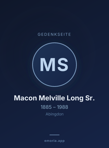 Gedenkportrait von Macon Melville Long Sr.