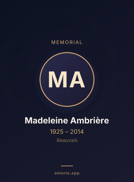 Memorial portrait of Madeleine Ambrière