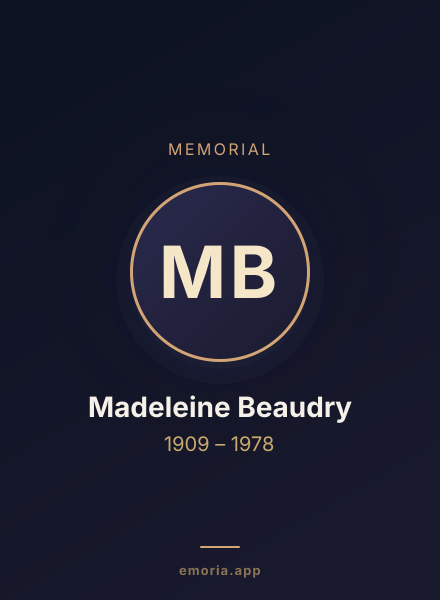Memorial portrait of Madeleine Beaudry