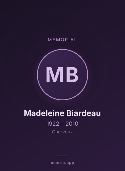 Memorial portrait of Madeleine Biardeau