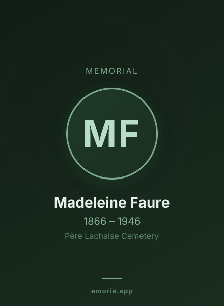 Memorial portrait of Madeleine Faure