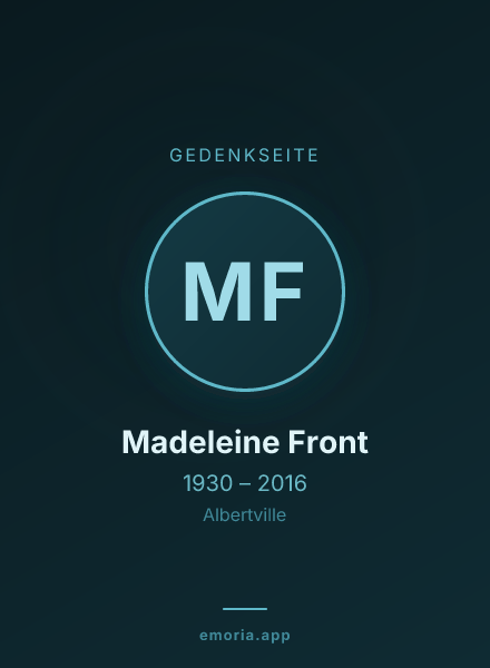 Gedenkportrait von Madeleine Front