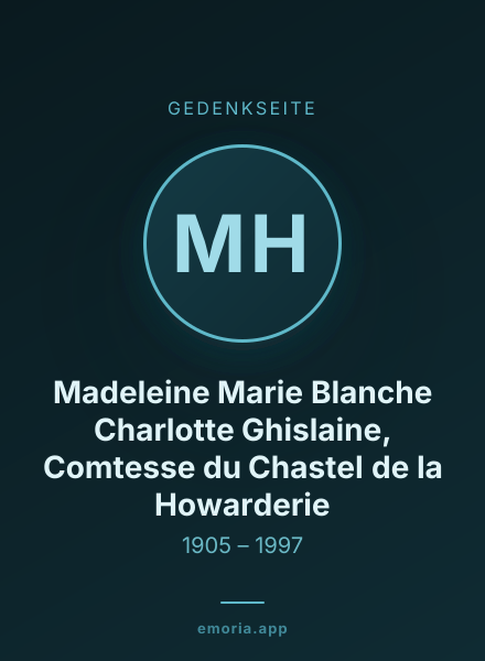 Gedenkportrait von Madeleine Marie Blanche Charlotte Ghislaine, Comtesse du Chastel de la Howarderie