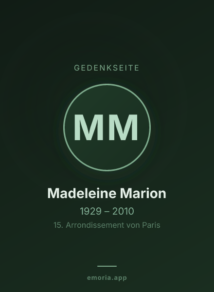 Gedenkportrait von Madeleine Marion