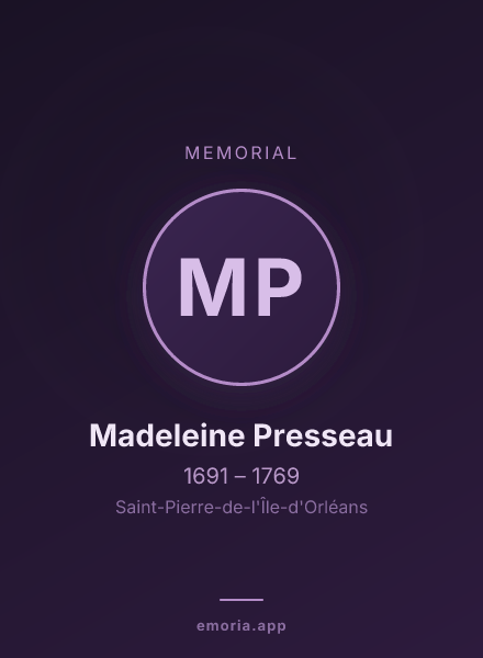 Memorial portrait of Madeleine Presseau