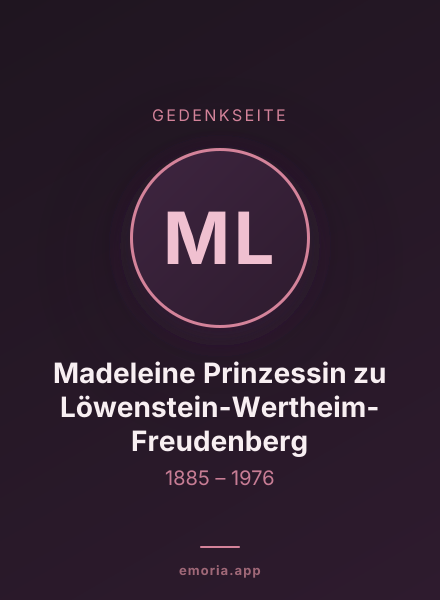 Gedenkportrait von Madeleine Prinzessin zu Löwenstein-Wertheim-Freudenberg