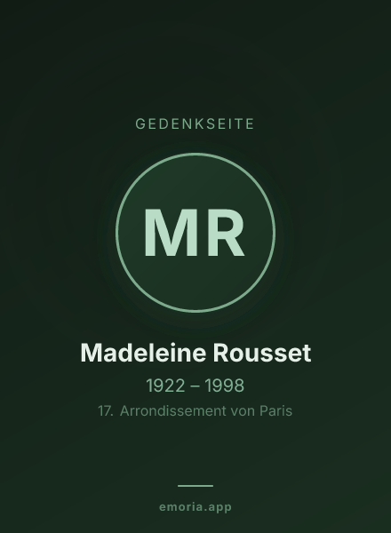 Gedenkportrait von Madeleine Rousset