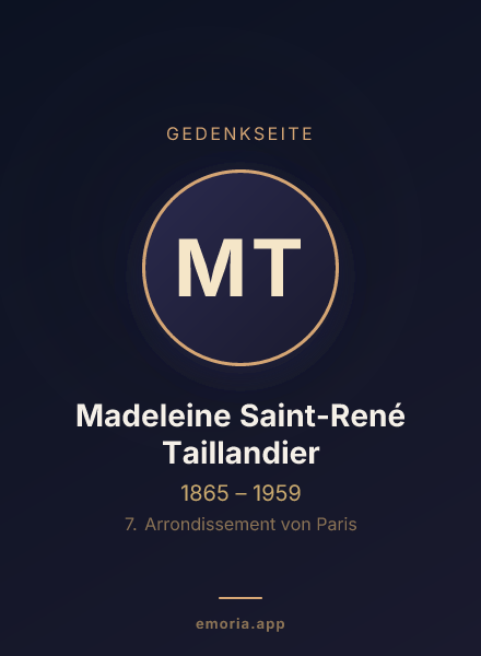 Gedenkportrait von Madeleine Saint-René Taillandier