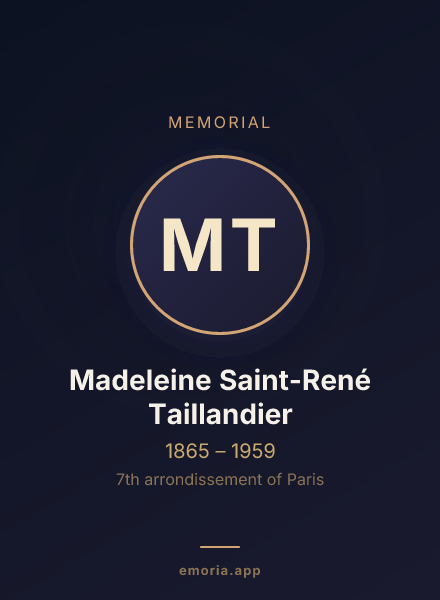 Memorial portrait of Madeleine Saint-René Taillandier