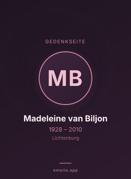 Gedenkportrait von Madeleine van Biljon