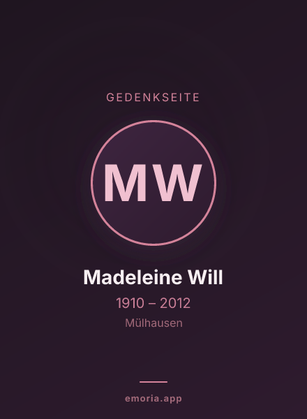 Gedenkportrait von Madeleine Will