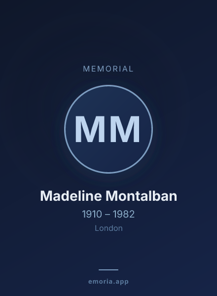 Memorial portrait of Madeline Montalban