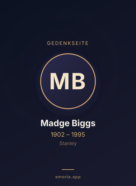 Gedenkportrait von Madge Biggs