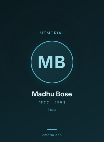 Memorial portrait of Madhu Bose