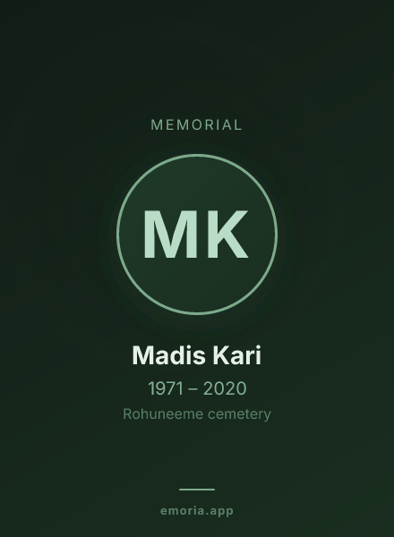 Memorial portrait of Madis Kari