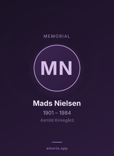 Memorial portrait of Mads Nielsen