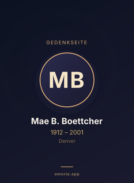Gedenkportrait von Mae B. Boettcher