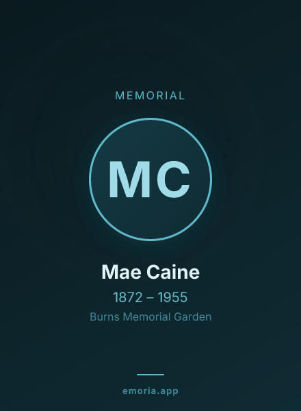 Memorial portrait of Mae Caine
